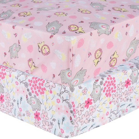 Sammy & Lou Fitted Crib Sheet - Jungle Flowers 2pk : Target