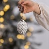 Whisen D3.9X4.3"H Christmas Ball Ornaments, Glass Decorative Hanging Ball Christmas Tree Ornaments, Set of 6 - 3 of 4