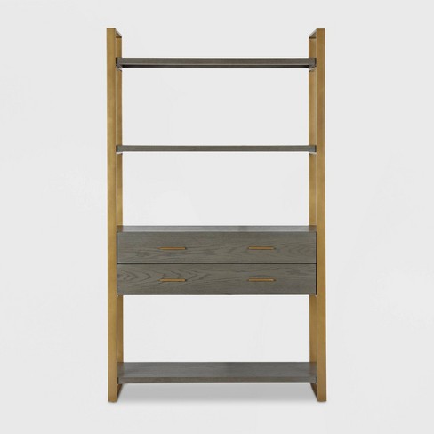 Alfie Metal Bookcase Etagere With Drawers Gray Cosmoliving By