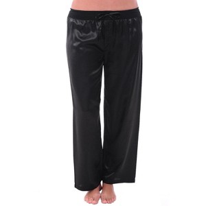 Women's Satin Solid and Printed Pajama Pants, Silky Pj Bottoms - 1 of 2