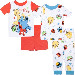 Sesame Street Infant/Toddler Boys' 4-Piece Sesame Squad Cotton Pajama Sets - 1 of 4