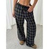 Clearlove Women Plaid Wide Leg Pants Casual High Waisted Baggy Trousers - 2 of 4