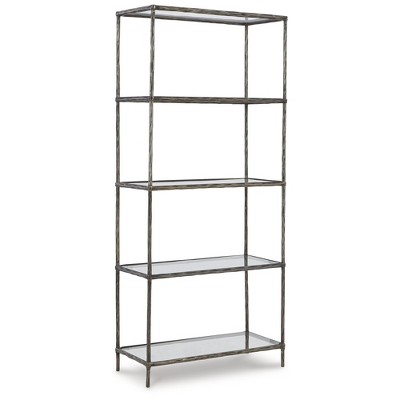 Signature Design by Ashley Casual Ryandale Bookcase,  Antique Pewter Finish