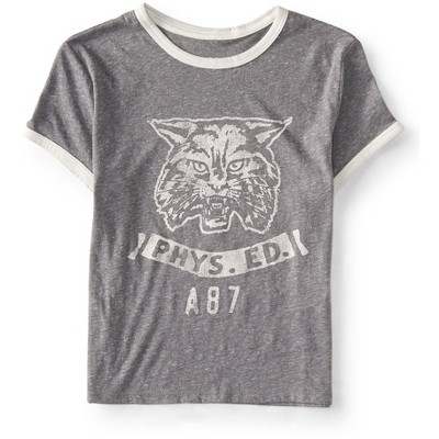 Aeropostale Womens Mascot Ringer Graphic T-Shirt