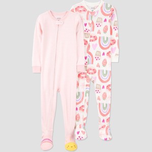 Carter's Just One You® Toddler Girls' 2pk Cotton Long Sleeve Footed Pajama - 1 of 4