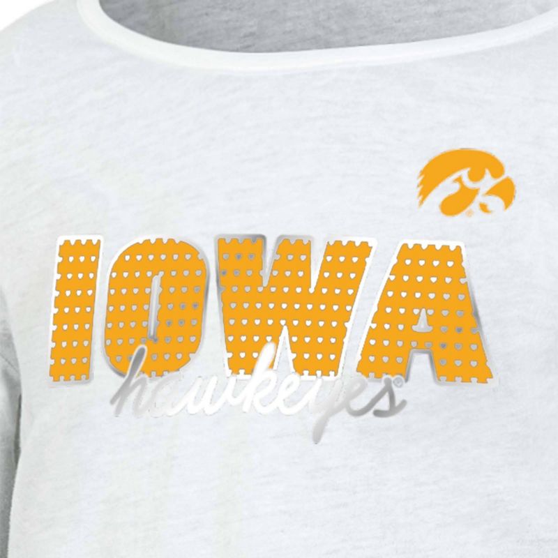 NCAA Iowa Hawkeyes Girls&#39; White Long Sleeve T-Shirt, 3 of 4