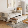 TIRAMISUBEST Twin Upholstered Bed Frame with Cabinet and 2 Small Drawers, Versatile Daybed with Twin Trundle & USB Ports - 3 of 4