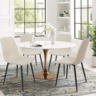 Bingo Dining Chairs Set of 4,Upholstered Dining Chair with Stainless Steel Metal Legs-Maison Boucle