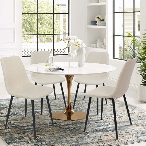 Upholstered dining chairs with shop metal legs