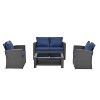 GlasFlength Patio Seating Sets, Indulge in the Ultimate Outdoor Lounge Sets, Offer Perfect Blend of Modern Elegance, Blue, 45.25"*25.75"*29.75" - 3 of 4