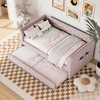 Twin Size Upholstered Daybed, Velvet Tufted Platform Bed Frame with Twin Size Trundle Bed -ModernLuxe - 4 of 4