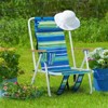 FURNIinspire Outdoor Portable Chair 4 Position Reclining with Cup Holder for Outdoor Relaxation, Blue Green Stripes, 23"*21.7"*31.5" - 2 of 4