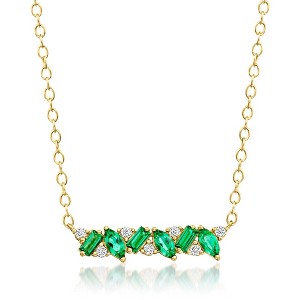 Pure Collection by Ross-Simons 0.20 ct. t.w. Lab-Grown Emerald Necklace With Lab-Grown Diamonds in 18kt Gold Vermeil Size 16 - 1 of 4