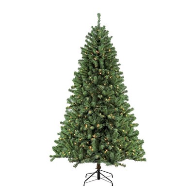 7.5ft Pre-lit Artificial Christmas Tree Full Newcastle Fir - Puleo