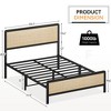 Metal Bed Frame with Rattan Headboard and Footboard, Safe Rounded Corners, Under Bed Storage - 3 of 4