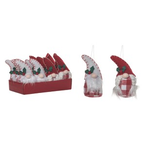 Transpac Polyester 6 in. Multicolor Christmas Plush Gingham Gnome Ornaments in Crate Set of 12 - 1 of 2