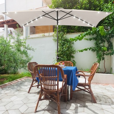 Sonkuki 10x6.5 ft Outdoor LED Solar Rectangular Patio Market Umbrella Aluminium/Steel, Crank, 3-Year-Non-Fading