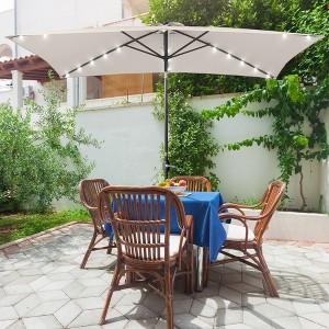 Sonkuki 10x6.5 ft Outdoor LED Solar Rectangular Patio Market Umbrella Aluminium/Steel, Crank, 3-Year-Non-Fading - 1 of 4