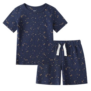 Owlivia Organic Cotton Toddler Short Sleeve Pajama Sets, Baby Summer 2Pc Sleepwear - Starry Sky - 1 of 3