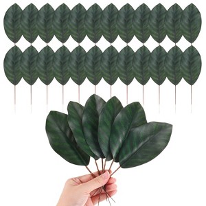 Unique Bargains Multipurpose Use Durable Writable Artificial Green Leaves with Stems 6.3x19.5cm - 1 of 4
