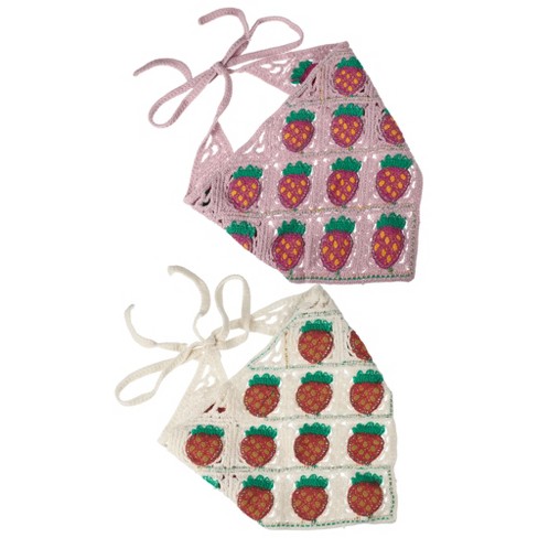Unique Bargains Strawberry Crochet Bandanas Crochet Head Scarf 2 Pcs ...