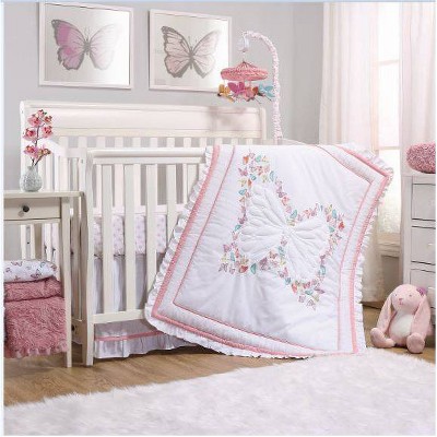 pink butterfly crib bedding