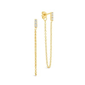 SHINE by Sterling Forever Chelsea CZ Chain Drop Stud Earrings - 1 of 4