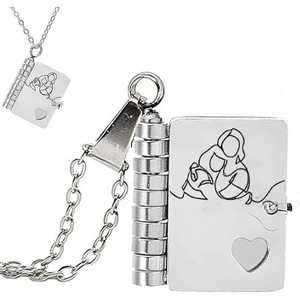 Dainty Granddaughter Necklace Gift from Grandma, Gold or Silver Book Pendant - 1 of 4