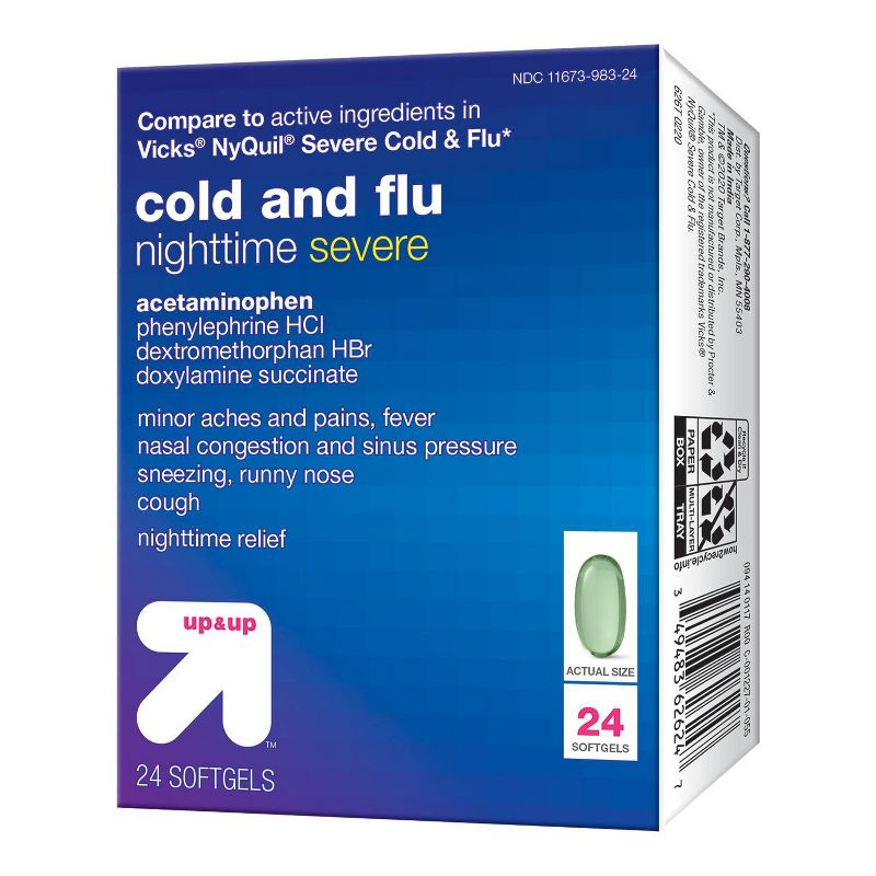 Nighttime Severe Cold &#38; Flu Softgels - 24ct - up &#38; up&#8482;, 1 of 6