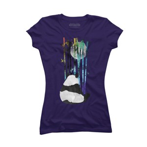Junior's Design By Humans Panda, Bamboo & the Moon By ikaruz T-Shirt - 1 of 3