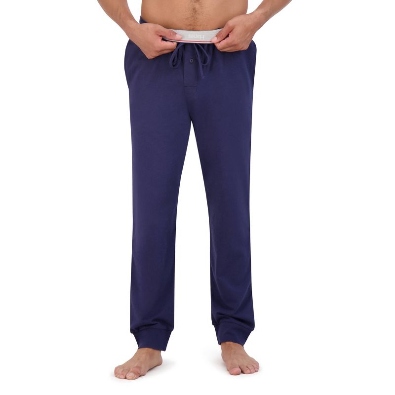 Hanes Originals Men's 2pc Super Soft French Terry Joggers + Long Sleeve Slub Crewneck Sleep Pajama Set, 5 of 8