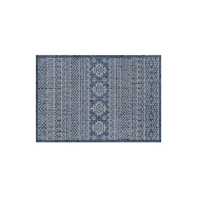 World Rug Gallery Distressed Geometric Bohemian Textured Flat Weave Indoor/Outdoor Area Rug