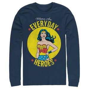 Men's Wonder Woman Moms Are Everyday Heroes Long Sleeve Shirt - 1 of 4