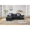 L-Shaped Sectional Sofas with Hidden Storage Units and Matching Accent Pillows, Available in Fabric or Faux Leather Upholstery - 3 of 4