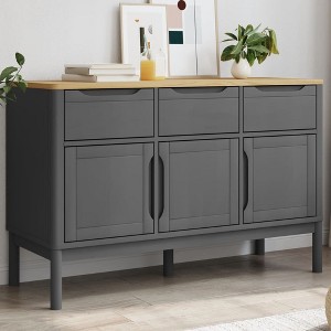 vidaXL Sideboard FLORO Gray 44.9"x16.9"x29.1" Solid Wood Pine - 1 of 4