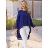 Seta T Women's Lantern Long Sleeve Round Neck High Low Irregular Hem Casual Blouse - 4 of 4