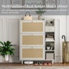 SKRAN Shoe Rack Cabinet with 3 Rattan Flip Drawers,3 Square Shelves and 1 Drawer with Multi-Storage Space and Hooks for Hallway - 3 of 4