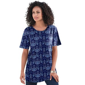 Roaman's Women's Plus Size Crewneck Ultimate Tee - 1 of 4