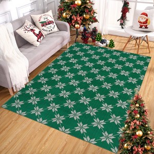 Christmas Area Rug Non Slip Machine Washable Rug Low Pile Carpet for Holiday Decor Geometric Rugs for Living Room Bedroom - 1 of 4