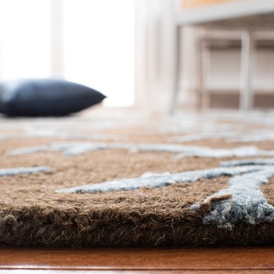 Hand-Tufted Brown and Light Blue Wool Square Area Rug
