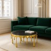 Royal Hampton Coffee Table | 36 Inch Round Glass Top | Melting Drip Design | Antique Gold - 4 of 4