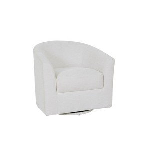 Liria Wooden Upholstered Barrel Chair for Livingroom with Metal Swivel Base | ARTFUL LIVING DESIGN - 1 of 4