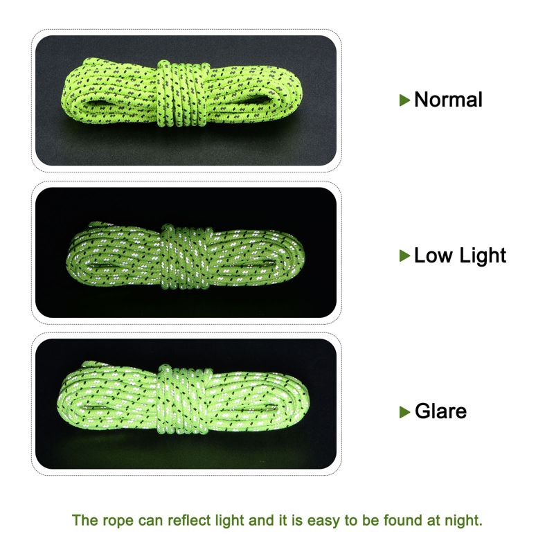 Unique Bargains Tent Rope Polyester Cord Fluorescent Reflective for Outdoor Camping, 4 of 7