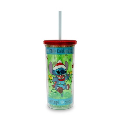 Disney Stitch and Angel Valentine Light Up Tumbler w/ Lid & Straw 15.8 oz  (NEW)