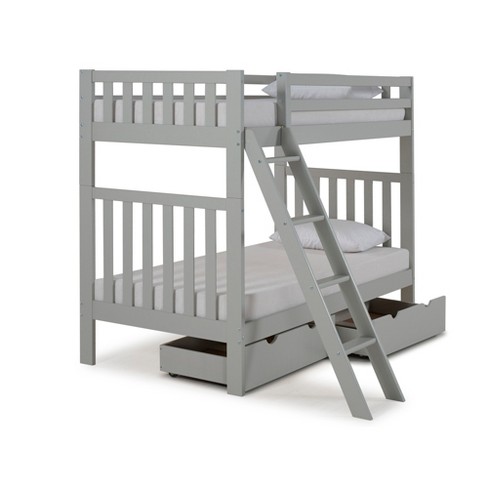 Twin Over Twin Aurora Over Bunk Bed With Storage Drawers Dove Gray