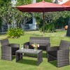 Tangkula 4-Piece Outdoor Patio Furniture Set Rattan Wicker Conversation Sofa Set Black - 2 of 4