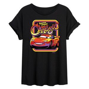 Women's - Disney - Radiator Springs Classic Lightning McQueen Oversized Graphic T-Shirt - 1 of 4