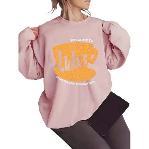 Plus Size Sweatshirts Tops with Crew Neck Long Sleeve Graphic Pullover Sweat Shirts Slogan Plus Size Sweatshirts - 1 of 4