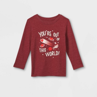 Toddler Boys' Valentine's Day 'Out of This World' Knit Graphic Long Sleeve T-Shirt - Cat & Jack™ Red