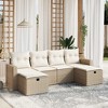 vidaXL Patio Sofa Set with Cushions Outdoor Furniture 6 Piece Poly Rattan - Beige and Cream Without Storage - 2 of 4